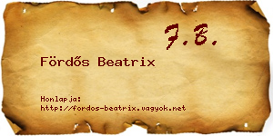 Fördős Beatrix névjegykártya